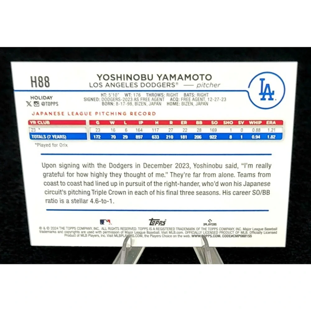 Los Angeles Dodgers Yamamoto, Kershaw, Stone, Rushing RC SP, Serial & Inserts